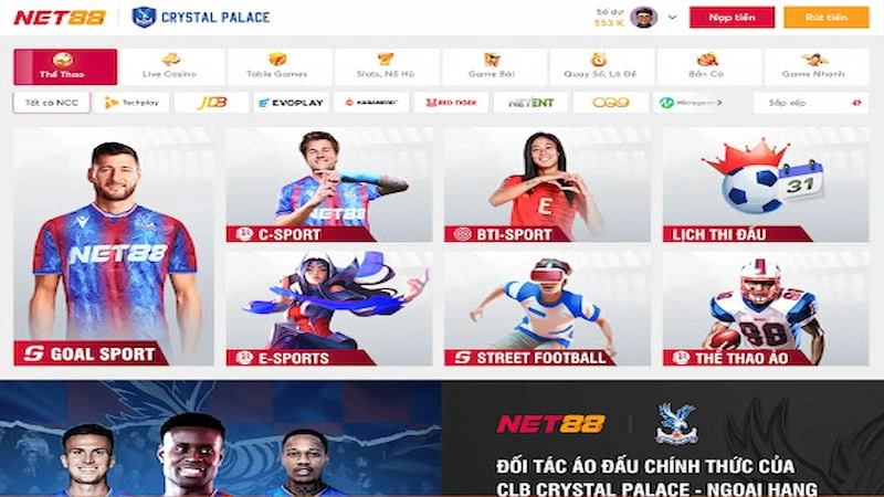 Giao diện Net88 thao tác nhanh không cần tải app